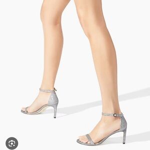 Stuart Weitzman Nunakedstraight Mercury Metal Karung Size M8 75mm/3 inch heel